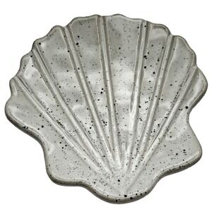 Beachly Ceramic Seashell Tray Speckled Grey Coastal Jewelry Dish Trinket Holder